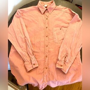Vivaldi Pink Denim Vintage Style Long Sleeve Cotton Button Down Shirt